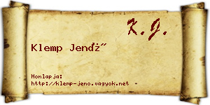 Klemp Jenő névjegykártya